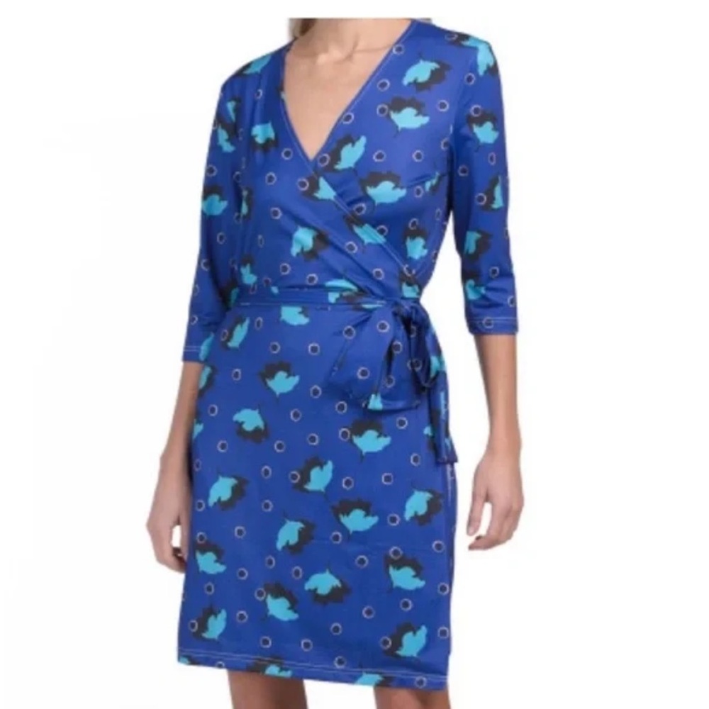 Tracy Negoshian Blue and Black Floral Mini Dress